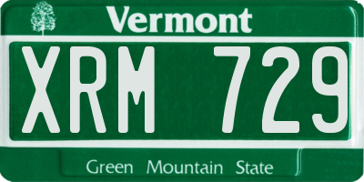 VT license plate XRM729