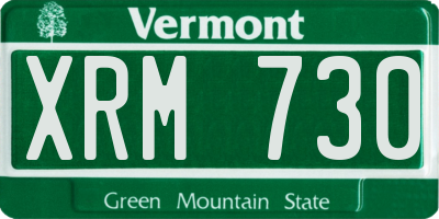 VT license plate XRM730