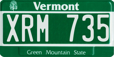 VT license plate XRM735