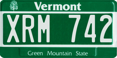 VT license plate XRM742