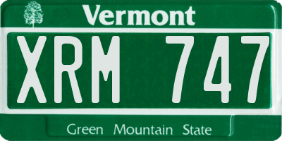 VT license plate XRM747