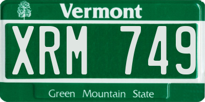 VT license plate XRM749