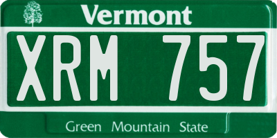 VT license plate XRM757