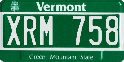 VT license plate XRM758