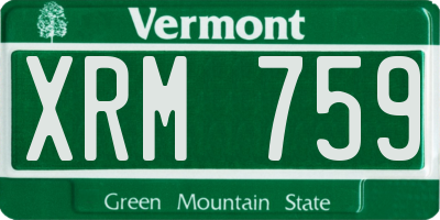 VT license plate XRM759
