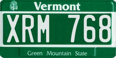 VT license plate XRM768