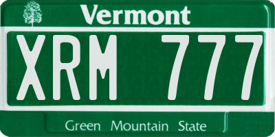 VT license plate XRM777