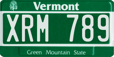 VT license plate XRM789