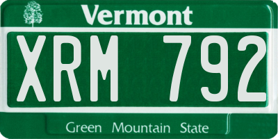 VT license plate XRM792