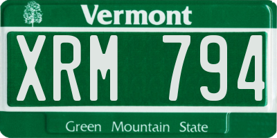 VT license plate XRM794
