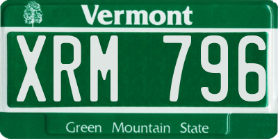 VT license plate XRM796
