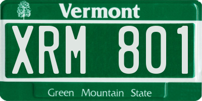 VT license plate XRM801