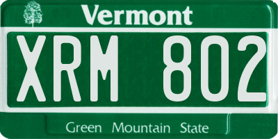 VT license plate XRM802