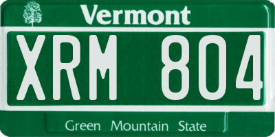 VT license plate XRM804
