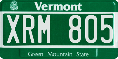 VT license plate XRM805