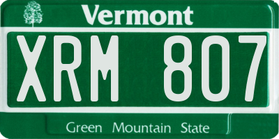 VT license plate XRM807