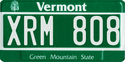 VT license plate XRM808