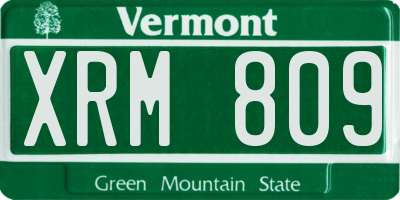 VT license plate XRM809