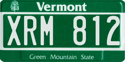 VT license plate XRM812