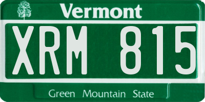 VT license plate XRM815