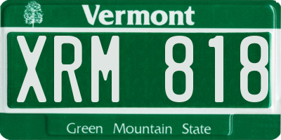 VT license plate XRM818