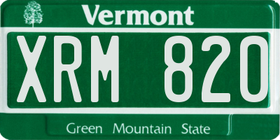 VT license plate XRM820