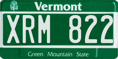 VT license plate XRM822