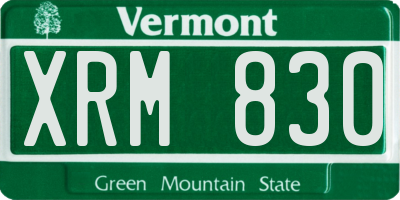 VT license plate XRM830