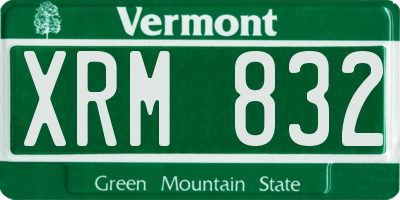 VT license plate XRM832