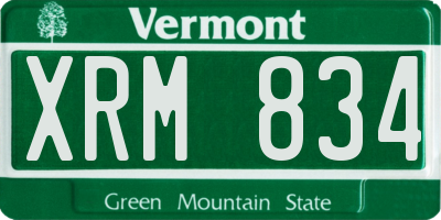 VT license plate XRM834