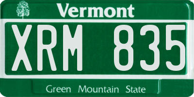 VT license plate XRM835