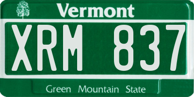 VT license plate XRM837