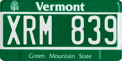 VT license plate XRM839