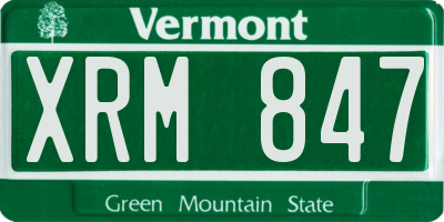 VT license plate XRM847