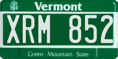 VT license plate XRM852