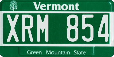 VT license plate XRM854