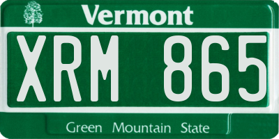 VT license plate XRM865