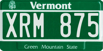 VT license plate XRM875
