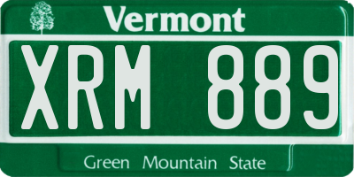 VT license plate XRM889