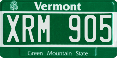 VT license plate XRM905