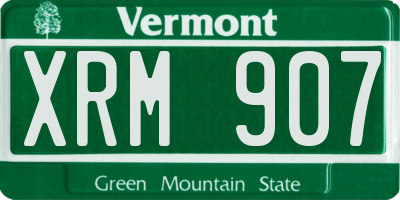 VT license plate XRM907