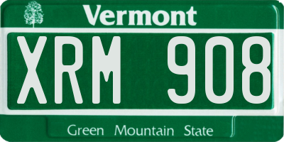 VT license plate XRM908