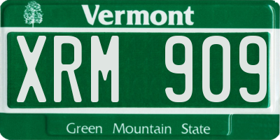 VT license plate XRM909