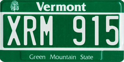 VT license plate XRM915