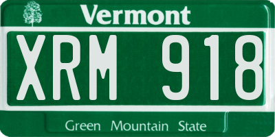 VT license plate XRM918