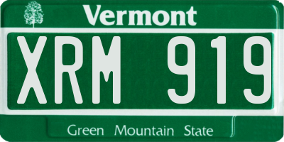 VT license plate XRM919