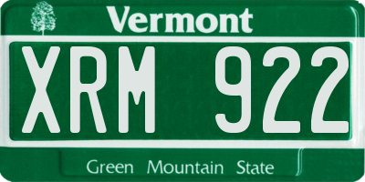 VT license plate XRM922