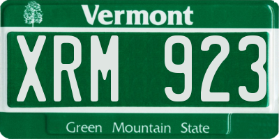 VT license plate XRM923
