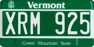 VT license plate XRM925