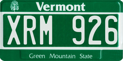 VT license plate XRM926